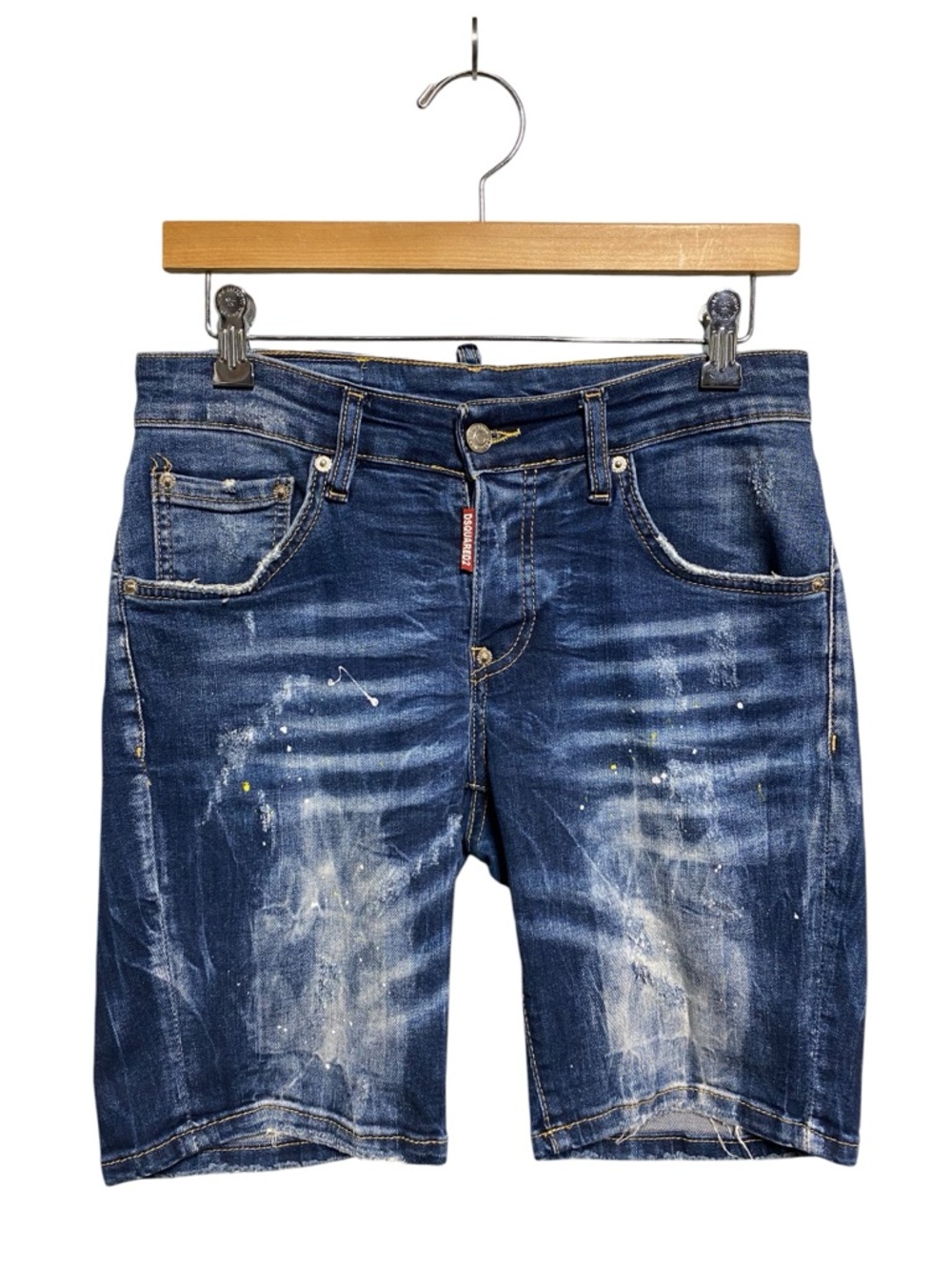 Men’s DSQUARED2 Distressed Paint Splattered Denim Shorts